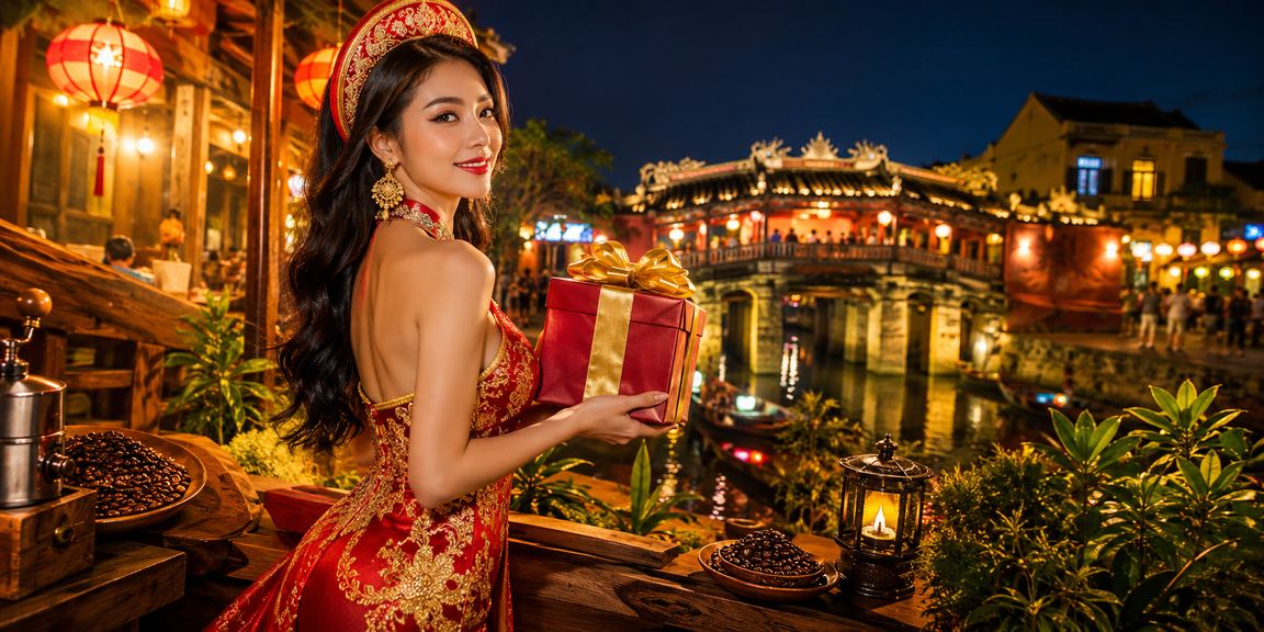 Người chơi xổ số tại Hội An ngồi trong quán cà phê tra cứu kết quả trên điện thoại